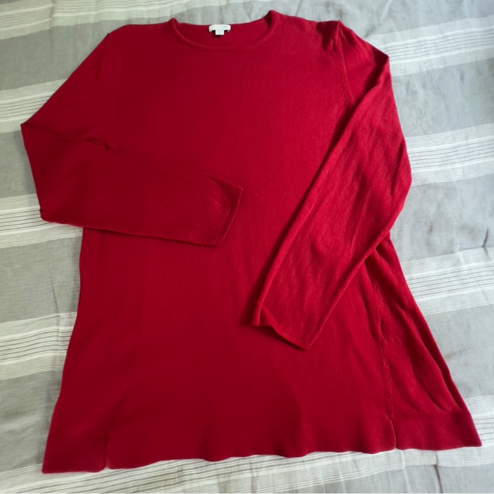 J Jill Sweater Women's Lightweight Knit Red Tunic Cotton Blend XL Tall